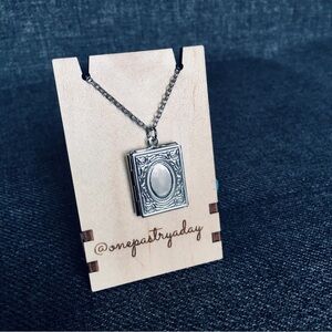 Silver Booklet Locket Fashion Necklace, 18 (+2) inches